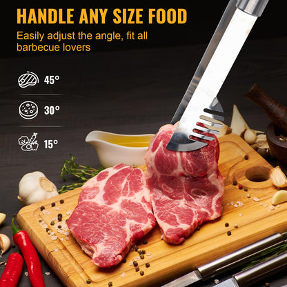 BBQ Tool Grilling Accessories, 16-Inch Stainless Steel BBQ Grill Tools Set for Men, Heavy Duty Grilling Accessories Kit for Camping, Kitchen, 3 PCS Extra Thick Barbecue Utensil - CookCave