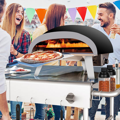 BBQMall Pizza Oven Table Grill Cart with Pizza Topping Station Movable Food and Prep Workcart Outdoor Grill Table Stand for Ninja Woodfire Blackstone Griddle Cuisinart etc Grill - CookCave