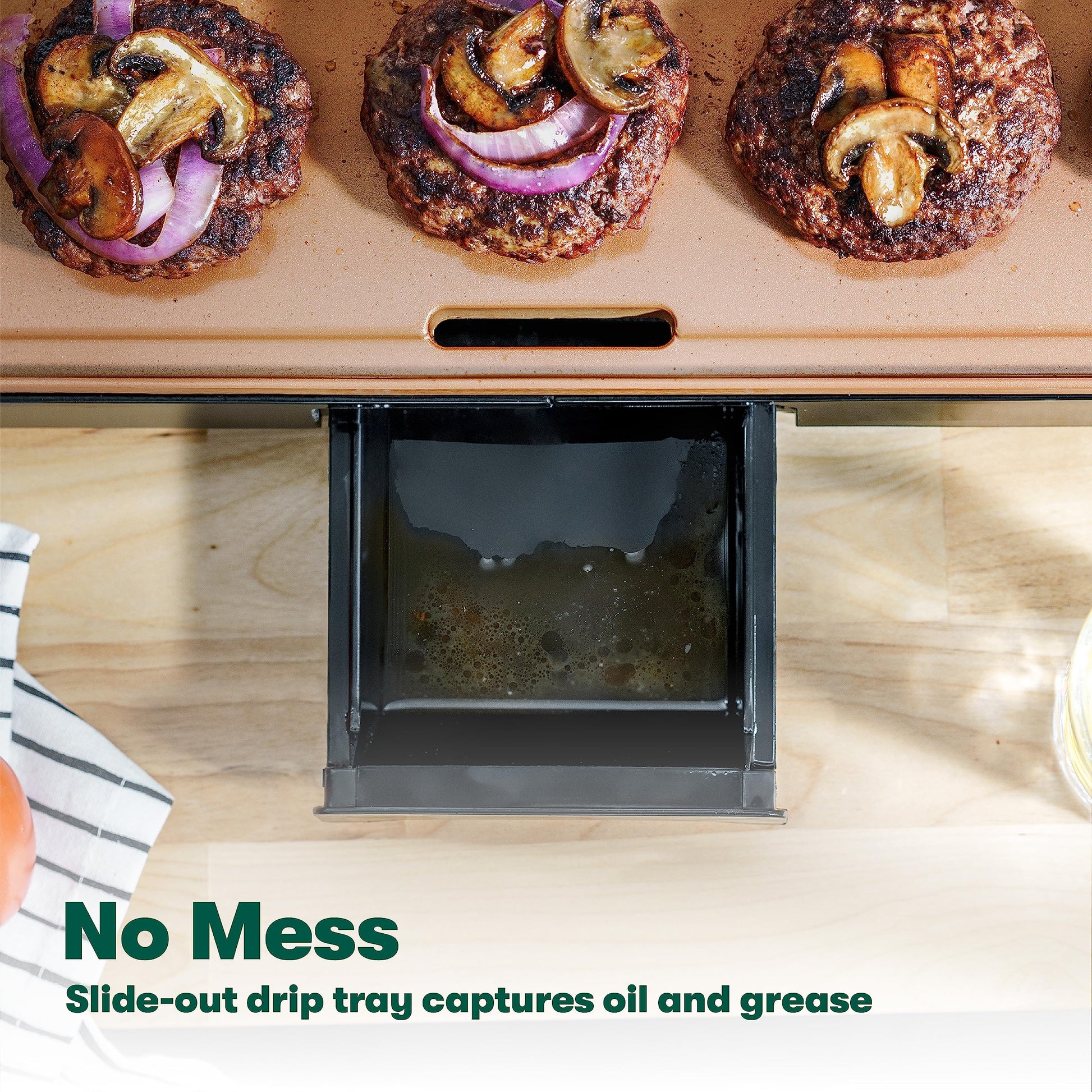 BELLA XL Electric Ceramic Titanium Griddle, Make 15 Eggs At Once, Healthy-Eco Non-stick Coating, Hassle-Free Clean Up, Large Submersible Cooking Surface, 12" x 22", Copper/Black - CookCave