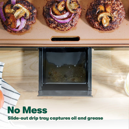 BELLA XL Electric Ceramic Titanium Griddle, Make 15 Eggs At Once, Healthy-Eco Non-stick Coating, Hassle-Free Clean Up, Large Submersible Cooking Surface, 12" x 22", Copper/Black - CookCave