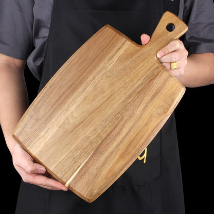 Best Acacia Wood Cutting Board with Handle Wooden Charcuterie Board Kitchen Chopping Boards for Bread Meat Cutting boards Fruit Cheese Serving Board Butcher Block Carving Board, 17" x 10" - CookCave