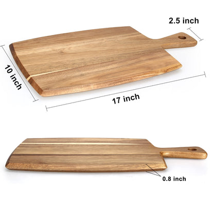 Best Acacia Wood Cutting Board with Handle Wooden Charcuterie Board Kitchen Chopping Boards for Bread Meat Cutting boards Fruit Cheese Serving Board Butcher Block Carving Board, 17" x 10" - CookCave