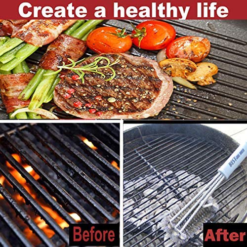 Best BBQ Grill Brush Stainless Steel 18" Barbecue Cleaning Brush w/Wire Bristles & Soft Comfortable Handle - Perfect Cleaner & Scraper for Grill Cooking Grates - CookCave