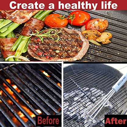 Best BBQ Grill Brush Stainless Steel 18" Barbecue Cleaning Brush w/Wire Bristles & Soft Comfortable Handle - Perfect Cleaner & Scraper for Grill Cooking Grates - CookCave