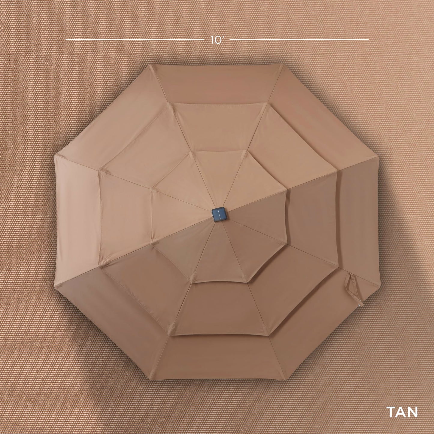 Best Choice Products 10ft 3-Tier Solar Patio Umbrella, Outdoor Market Sun Shade for Backyard, Deck, Poolside w/ 24 LED Lights, Tilt Adjustment, Easy Crank, 8 Ribs - Tan - CookCave