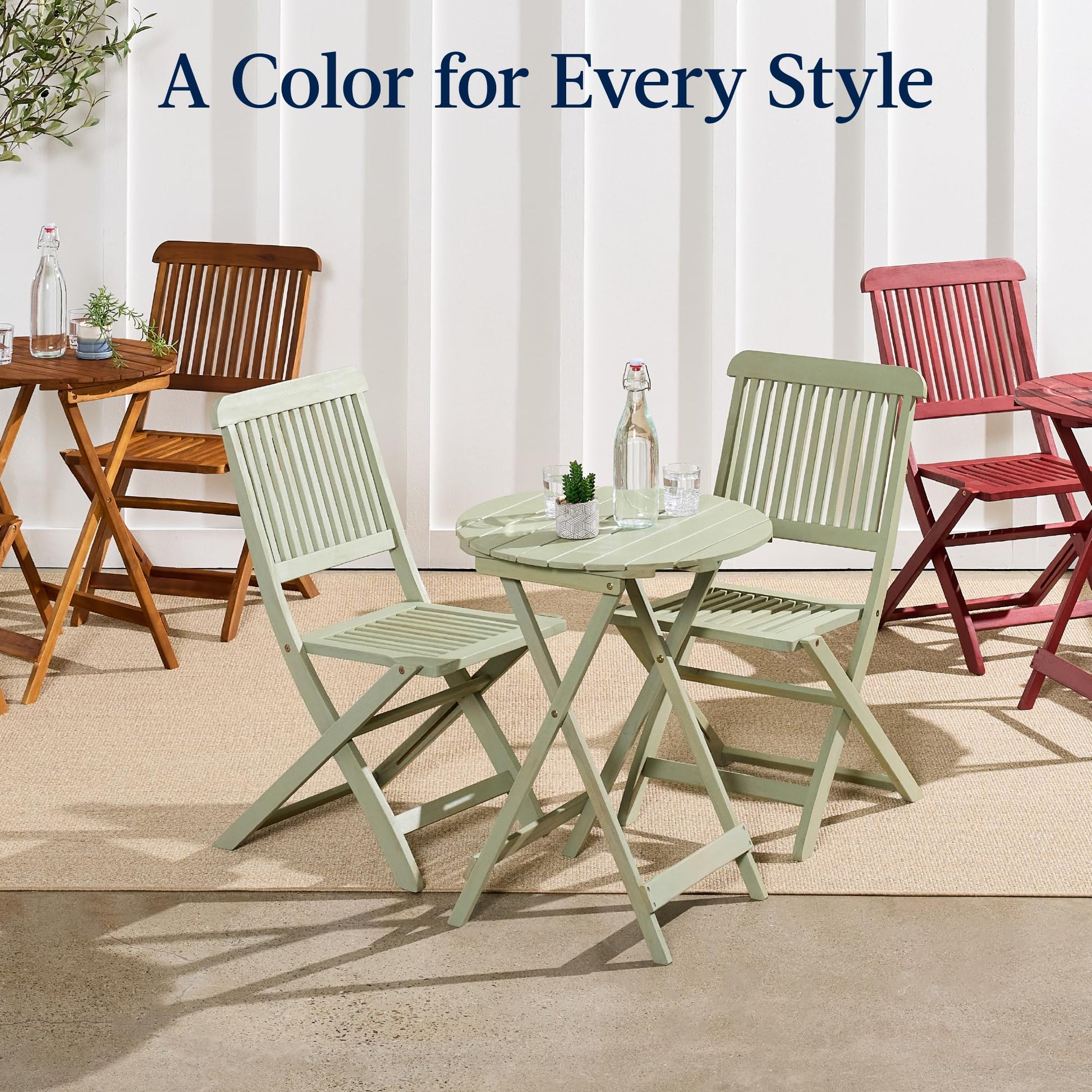 Best Choice Products 3-Piece Acacia Wood Bistro Set, Folding Patio Furniture for Backyard, Balcony, Deck w/ 2 Chairs, Round Coffee Table, Teak Finish - Natural - CookCave