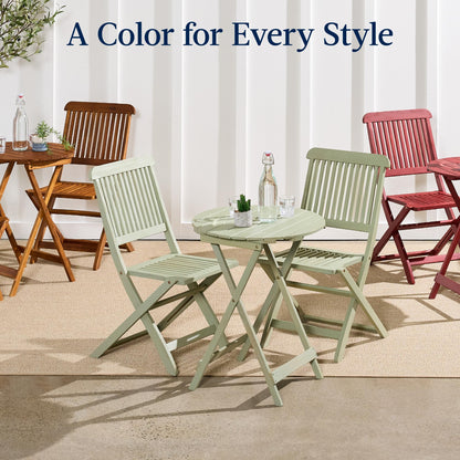 Best Choice Products 3-Piece Acacia Wood Bistro Set, Folding Patio Furniture for Backyard, Balcony, Deck w/ 2 Chairs, Round Coffee Table, Teak Finish - Natural - CookCave
