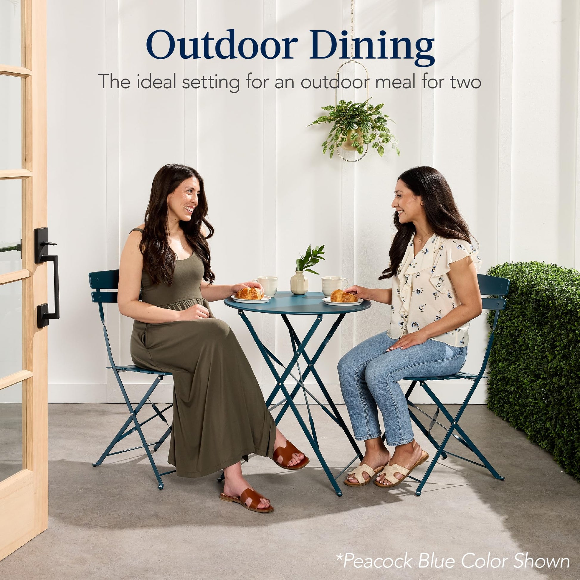 Best Choice Products 3-Piece Bistro Set, Space Saving Folding Design, Solid Steel, Outdoor Patio Furniture Set w/ 2 Chairs, Bistro Table - White - CookCave