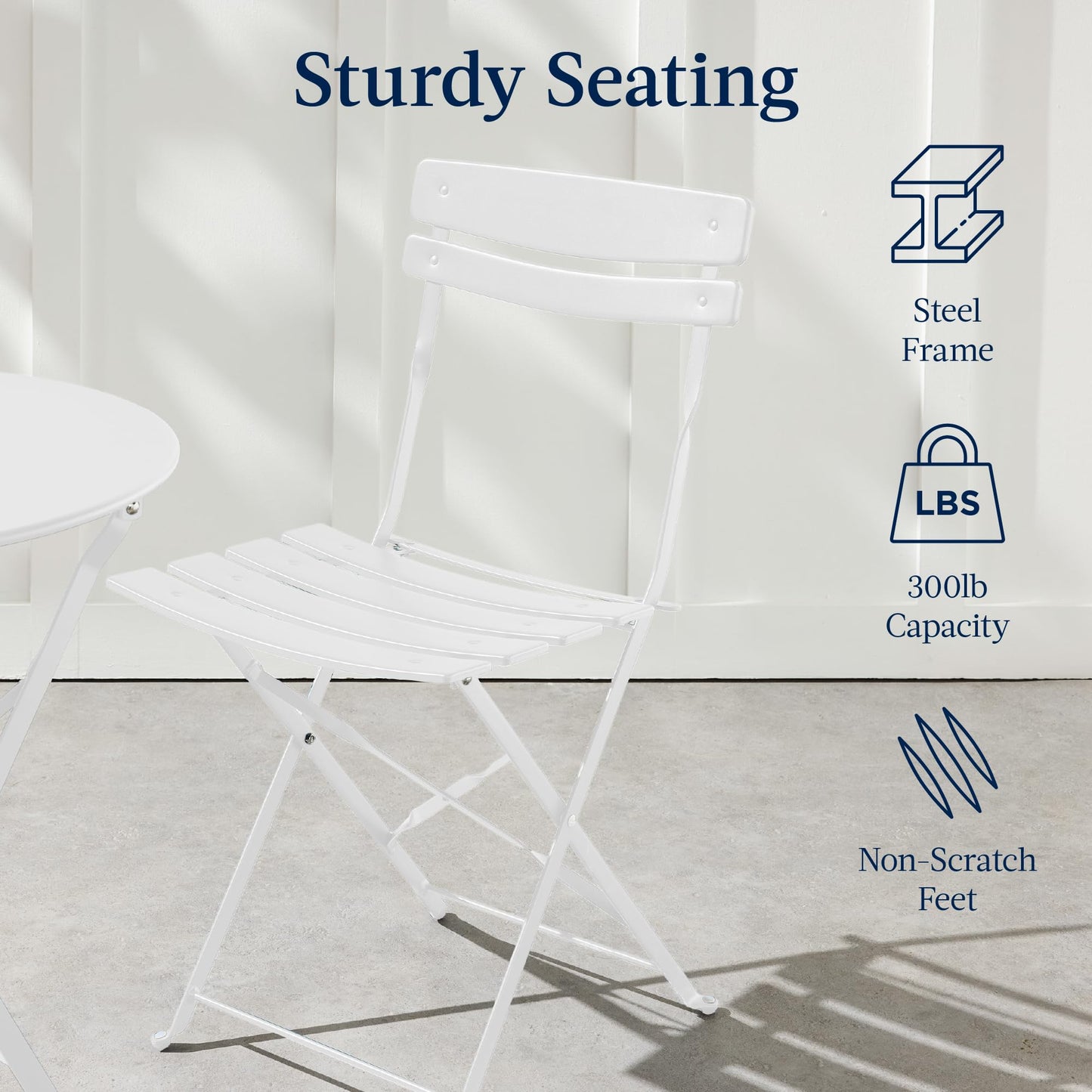 Best Choice Products 3-Piece Bistro Set, Space Saving Folding Design, Solid Steel, Outdoor Patio Furniture Set w/ 2 Chairs, Bistro Table - White - CookCave