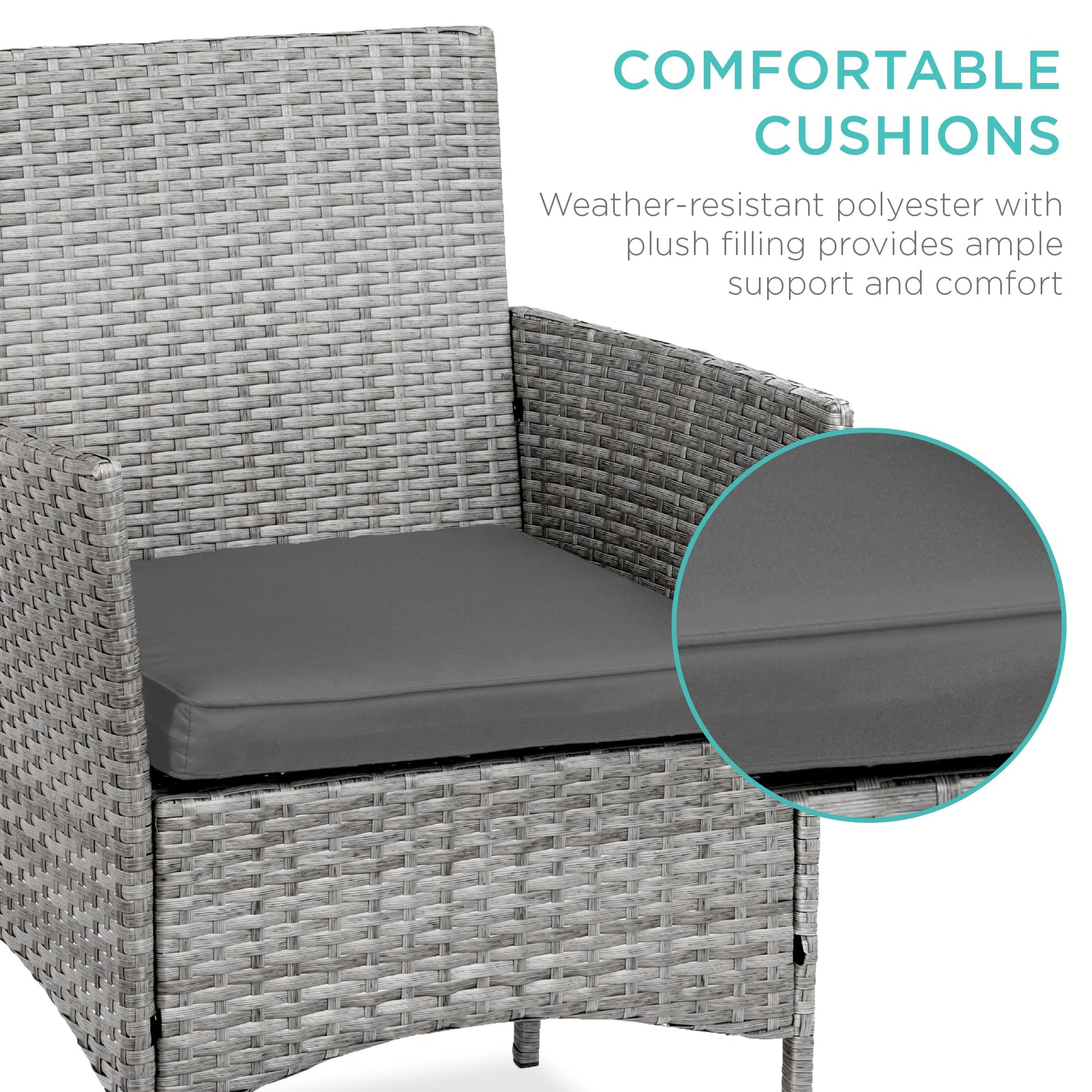 Best Choice Products 3-Piece Outdoor Wicker Conversation Bistro Set, Space Saving Patio Furniture for Garden w/Side Table - Gray/Gray - CookCave