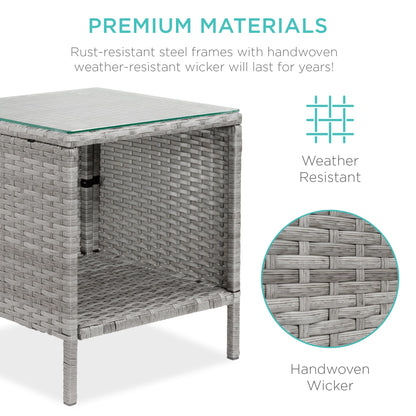 Best Choice Products 3-Piece Outdoor Wicker Conversation Bistro Set, Space Saving Patio Furniture for Garden w/Side Table - Gray/Gray - CookCave