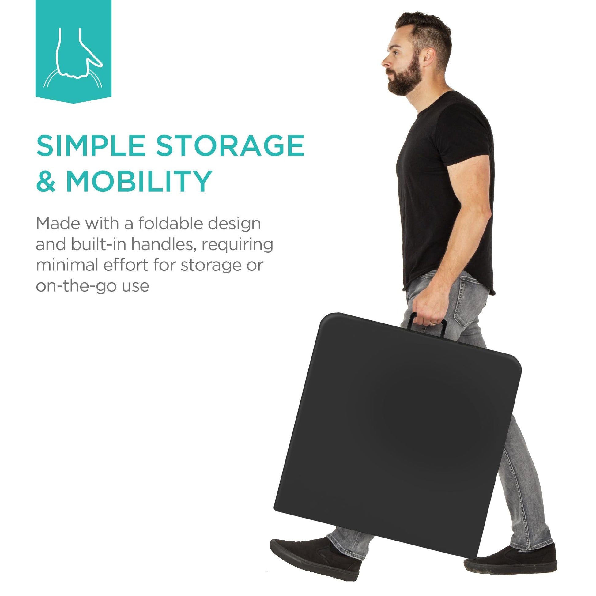 Best Choice Products 4ft Plastic Folding Table, Indoor Outdoor Heavy Duty Portable w/Handle, Lock for Picnic, Party, Camping - Black - CookCave