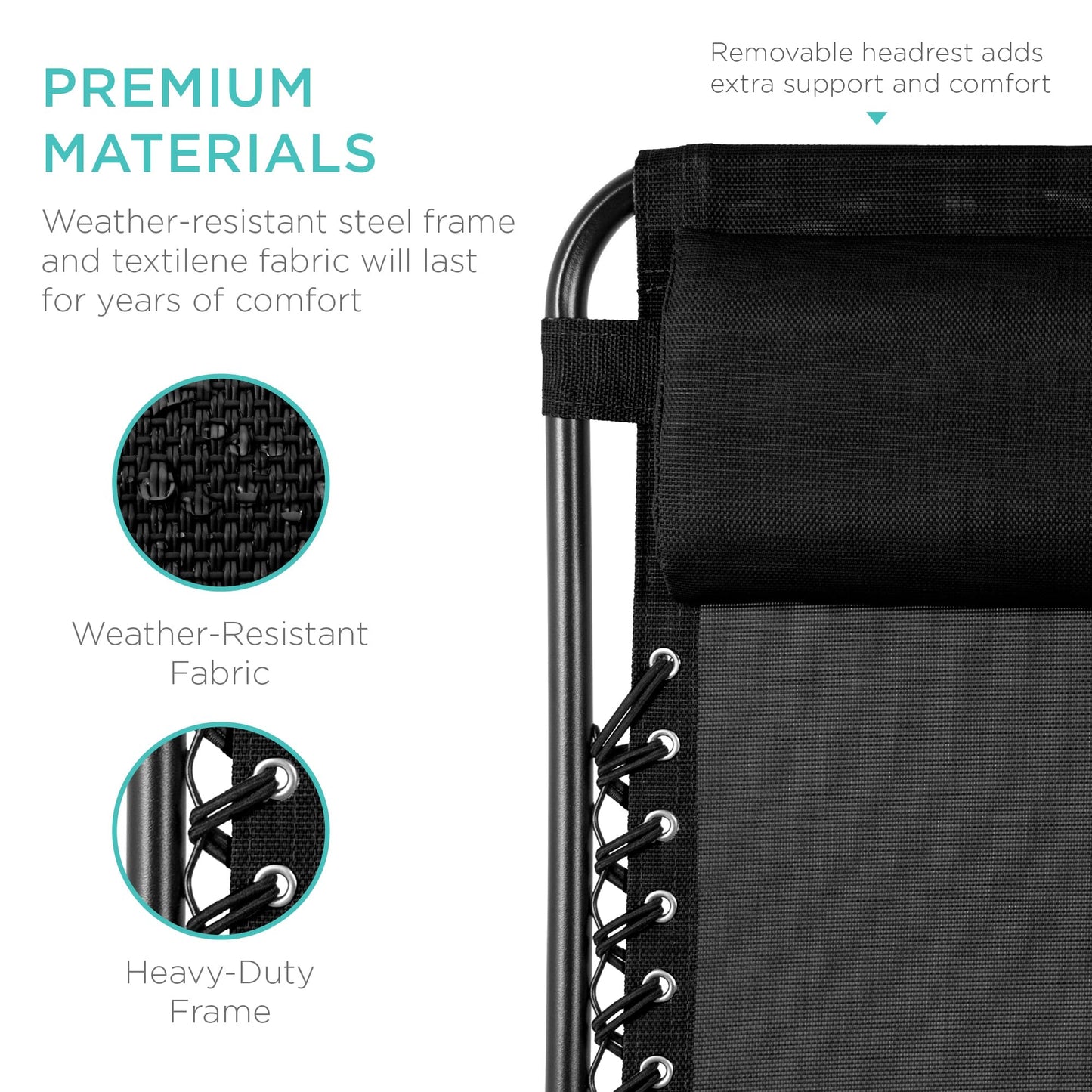 Best Choice Products Set of 2 Adjustable Steel Mesh Zero Gravity Lounge Chair Recliners w/Pillows and Cup Holder Trays - Black - CookCave