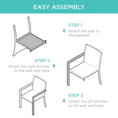 Best Choice Products Set of 2 Stackable Outdoor Wicker Dining Chairs All-Weather Firepit Armchair w/Armrests, Steel Frame for Patio, Deck, Garden, Yard - Brown - CookCave