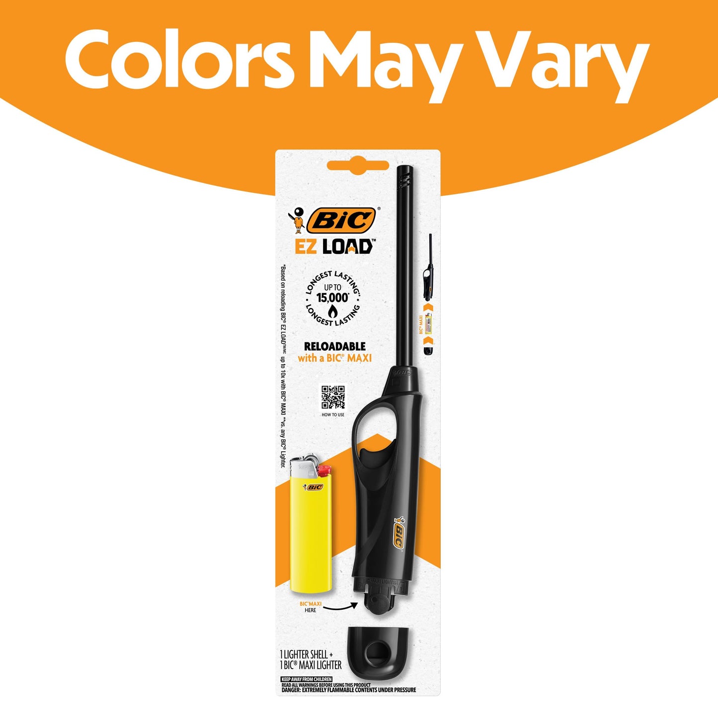 BIC EZ Load Lighter, Reloadable Multi Purpose Lighter, Great to Use Camping, Grilling and for Fireplaces, Pack with 2 EZ Load Long Shells and 2 BIC Maxi Pocket Lighters - CookCave