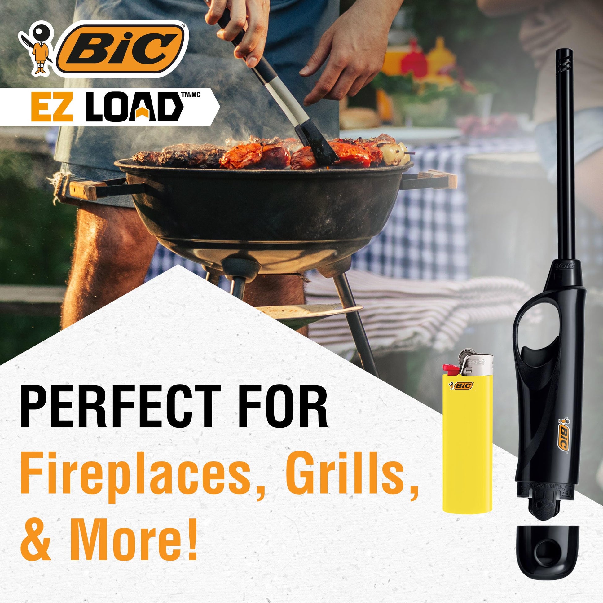 BIC EZ Load Lighter, Reloadable Multi Purpose Lighter, Great to Use Camping, Grilling and for Fireplaces, Pack with 2 EZ Load Long Shells and 2 BIC Maxi Pocket Lighters - CookCave