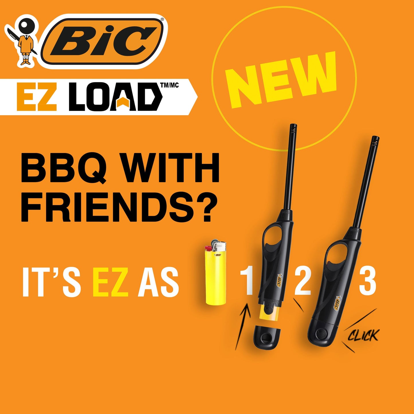 BIC EZ Load Lighter, Reloadable Multi Purpose Lighter, Great to Use Camping, Grilling and for Fireplaces, Pack with 2 EZ Load Long Shells and 2 BIC Maxi Pocket Lighters - CookCave