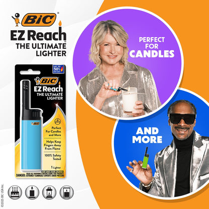 BIC EZ Reach Candle Lighter, The Ultimate Lighters for Candles with Wand, Assorted Home Decor Designs, 3 Count Pack of Long Lighters - CookCave