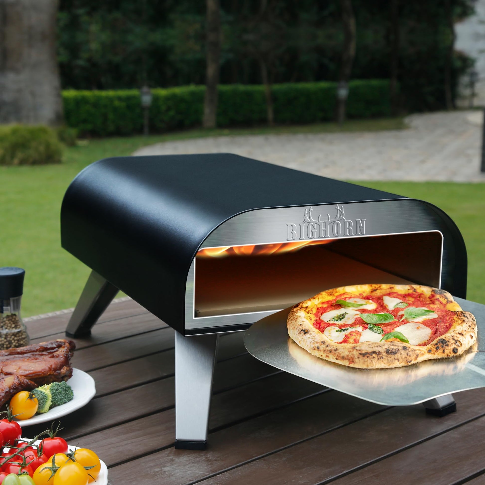 BIG HORN OUTDOORS 12" Pizza Oven Portable Gas Oven, Stone-Baked Pizzas Made Easy Use Anywhere, Backyard Camping Party Cooking with your Family or Friend - CookCave