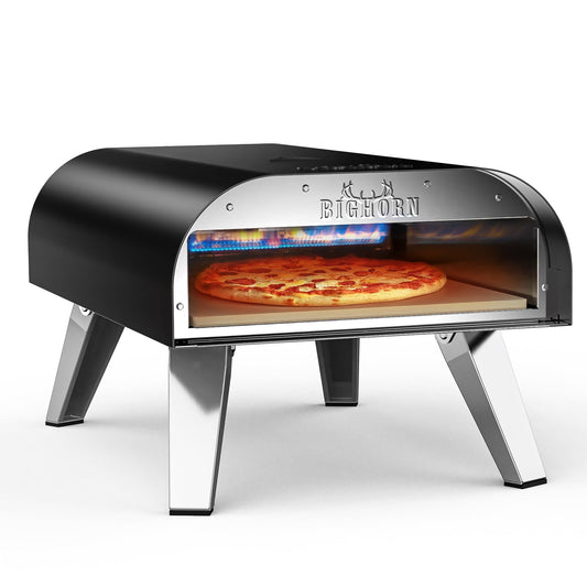 BIG HORN OUTDOORS 12" Pizza Oven Portable Gas Oven, Stone-Baked Pizzas Made Easy Use Anywhere, Backyard Camping Party Cooking with your Family or Friend - CookCave