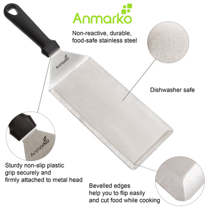 Big Metal Griddle Spatula - Grill spatula 4 x 8 in Large Burger Smasher Hamburger Turner Scraper - Pancake Flipper - Great for BBQ Grill and Flat Top Griddle - Commercial Grade - CookCave