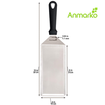 Big Metal Griddle Spatula - Grill spatula 4 x 8 in Large Burger Smasher Hamburger Turner Scraper - Pancake Flipper - Great for BBQ Grill and Flat Top Griddle - Commercial Grade - CookCave