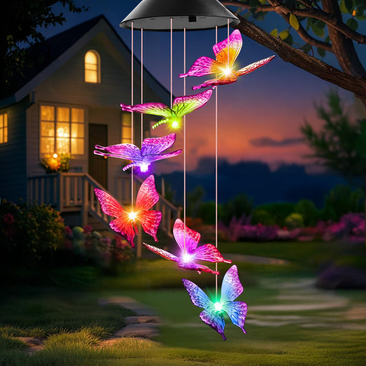 Birthday Gifts for Women Grandma Wife Sister, Winzwon Solar Lights Outdoor Wind Chimes for Outside Garden Yard Patio Porch Decor Hanging Butterfly Decorations, Mothers Day Mom Gift for Her - CookCave