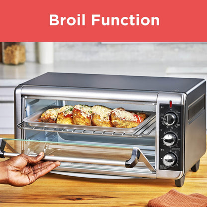 BLACK+DECKER 8-Slice Extra Wide Convection Toaster Oven, Fits 9"x13" Oven Pans and 12" Pizza, Bake, Toast, Broil, and Keep Warm Functions, Countertop Compact Design with Stainless Steel Finish - CookCave