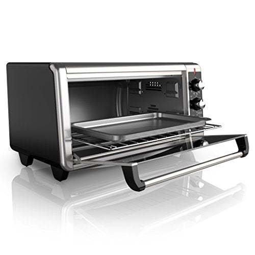 BLACK+DECKER 8-Slice Extra Wide Convection Toaster Oven, Fits 9"x13" Oven Pans and 12" Pizza, Bake, Toast, Broil, and Keep Warm Functions, Countertop Compact Design with Stainless Steel Finish - CookCave