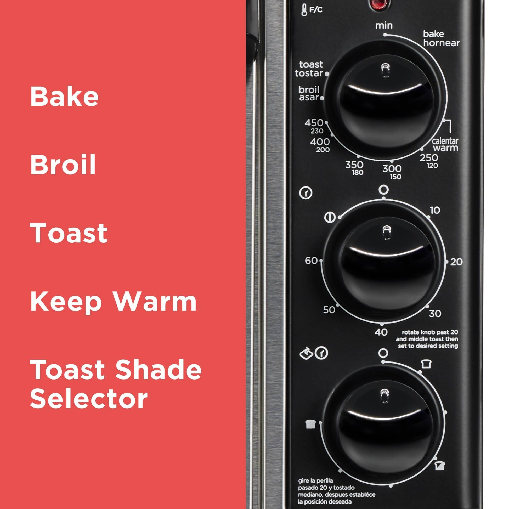 BLACK+DECKER 8-Slice Extra Wide Convection Toaster Oven, Fits 9"x13" Oven Pans and 12" Pizza, Bake, Toast, Broil, and Keep Warm Functions, Countertop Compact Design with Stainless Steel Finish - CookCave