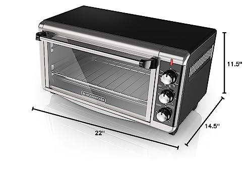 BLACK+DECKER 8-Slice Extra Wide Convection Toaster Oven, Fits 9"x13" Oven Pans and 12" Pizza, Bake, Toast, Broil, and Keep Warm Functions, Countertop Compact Design with Stainless Steel Finish - CookCave