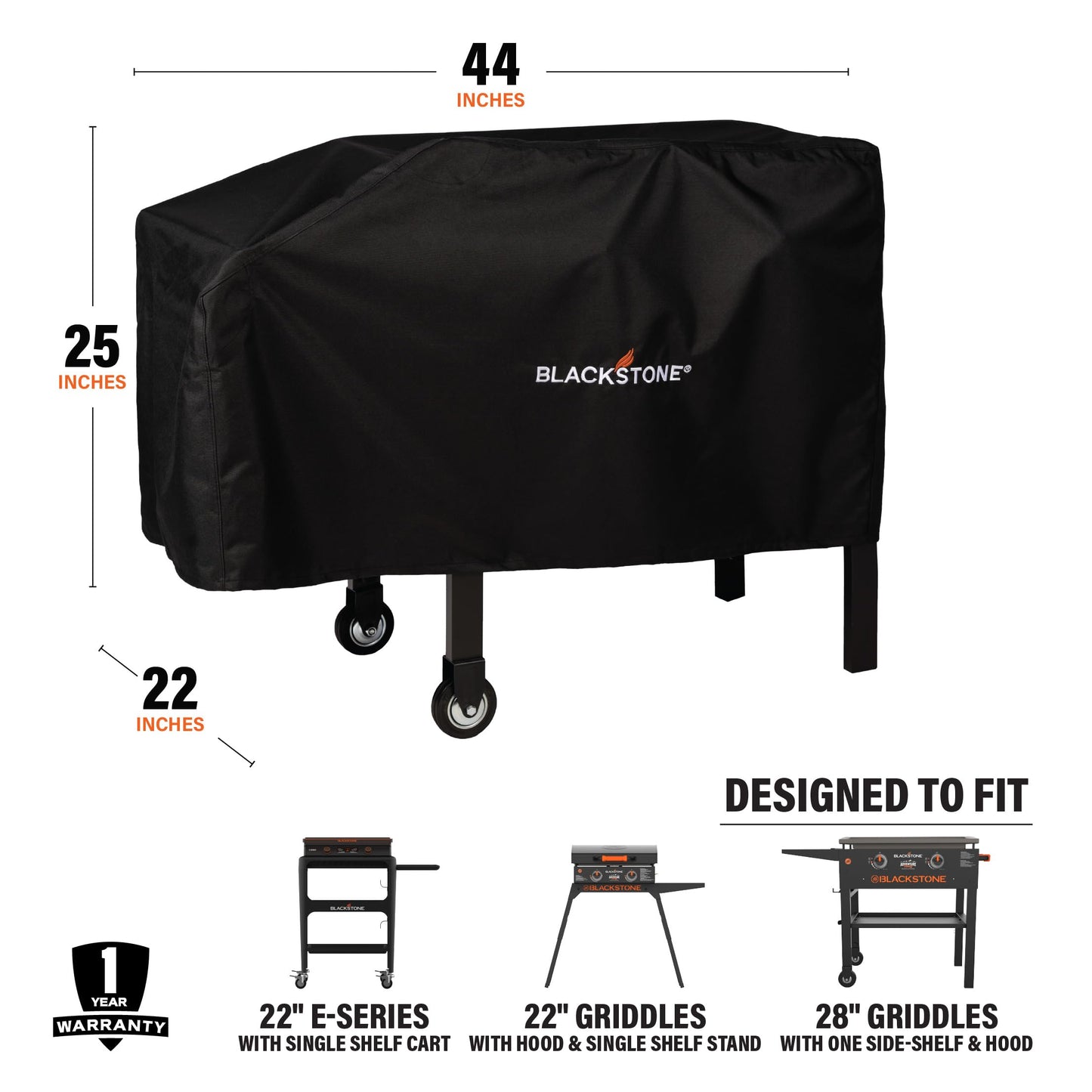 Blackstone 1529 22” and 28” Single Shelf Griddle Cover, 600D Polyester, Black - CookCave