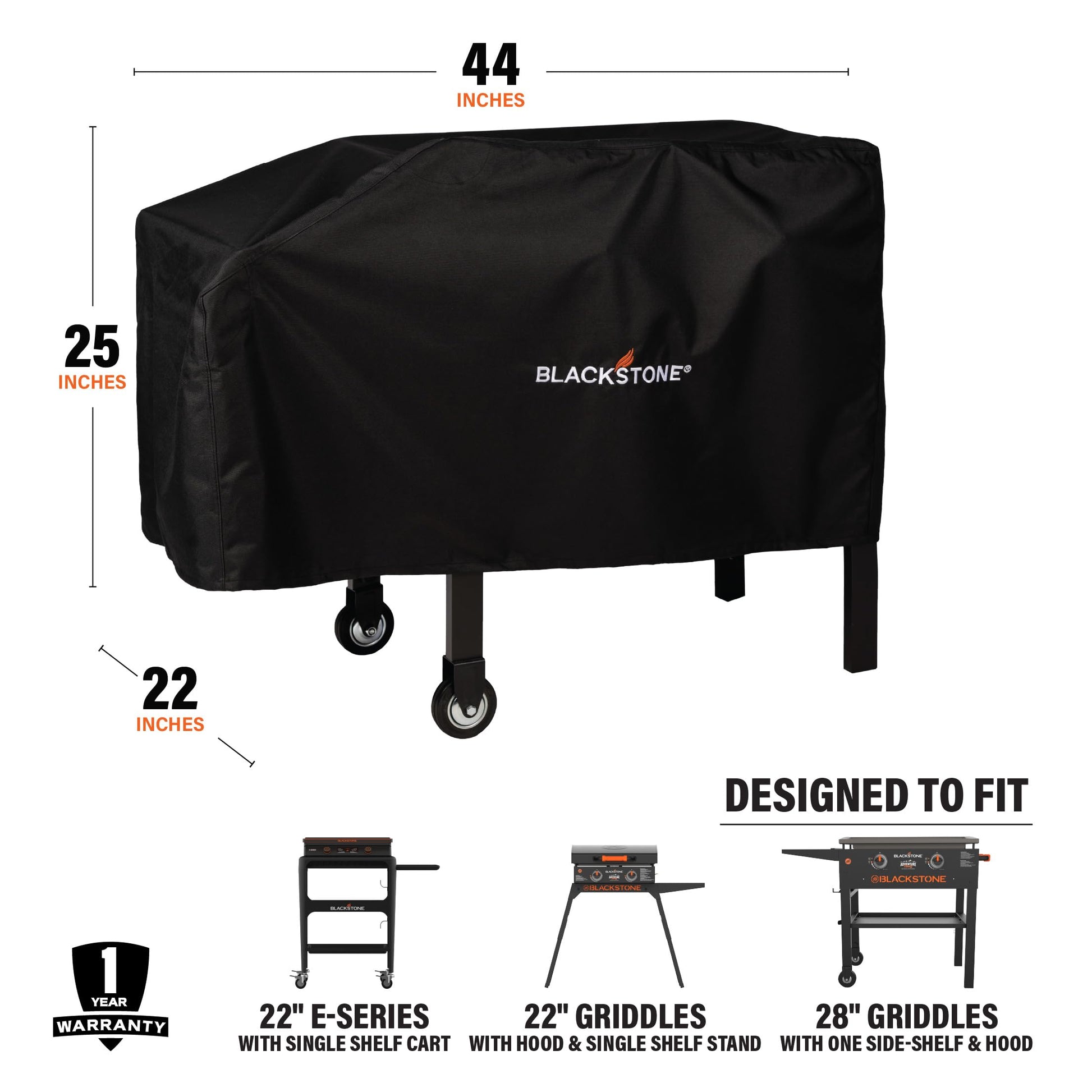 Blackstone 1529 22” and 28” Single Shelf Griddle Cover, 600D Polyester, Black - CookCave