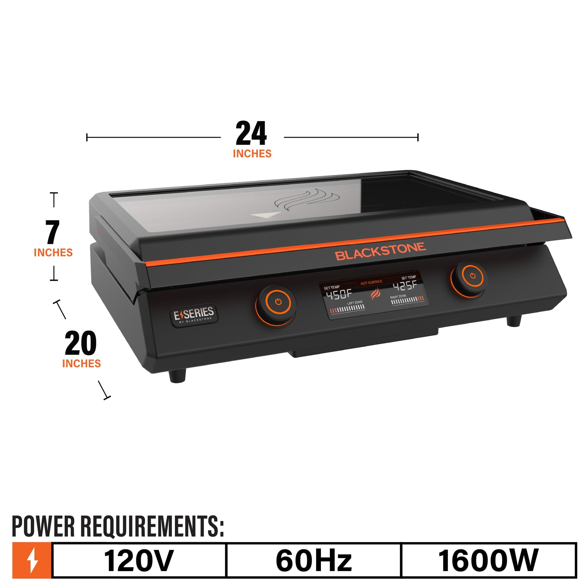 Blackstone 22-Inch Electric Griddle - 1600W Non Stick Ceramic Titanium Coated Stainless Steel Tabletop Griddle with EZ-Touch Control Dial, LCD Display, Patented Rotate & Remove Glass Hood - 8001 - CookCave