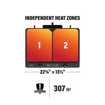 Blackstone 22-Inch Electric Griddle - 1600W Non Stick Ceramic Titanium Coated Stainless Steel Tabletop Griddle with EZ-Touch Control Dial, LCD Display, Patented Rotate & Remove Glass Hood - 8001 - CookCave