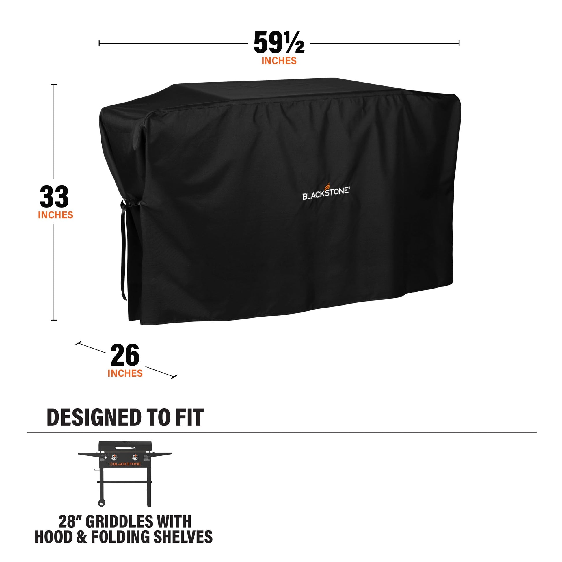 Blackstone 5483 Griddle Cover Fits 28 inches Griddle Cooking Station with Hood Water Resistant, Weather Resistant, Heavy Duty 600D Polyester Flat Top Gas Grill Cover with Cinch Straps 28" Black - CookCave