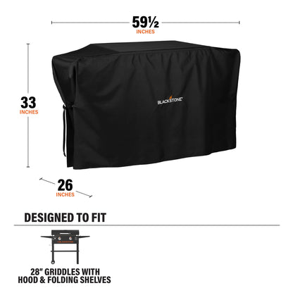 Blackstone 5483 Griddle Cover Fits 28 inches Griddle Cooking Station with Hood Water Resistant, Weather Resistant, Heavy Duty 600D Polyester Flat Top Gas Grill Cover with Cinch Straps 28" Black - CookCave