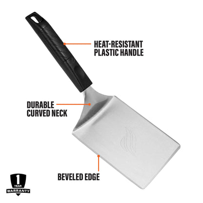 Blackstone Hamburger Spatula Heavy Duty Plastic Handle Large Stainless Steel Food Grade Flat Top Griddle Accessories-Hamburger Pancake Flipper– Grill Scraper Utensil for Home Kitchen Restaurants - CookCave