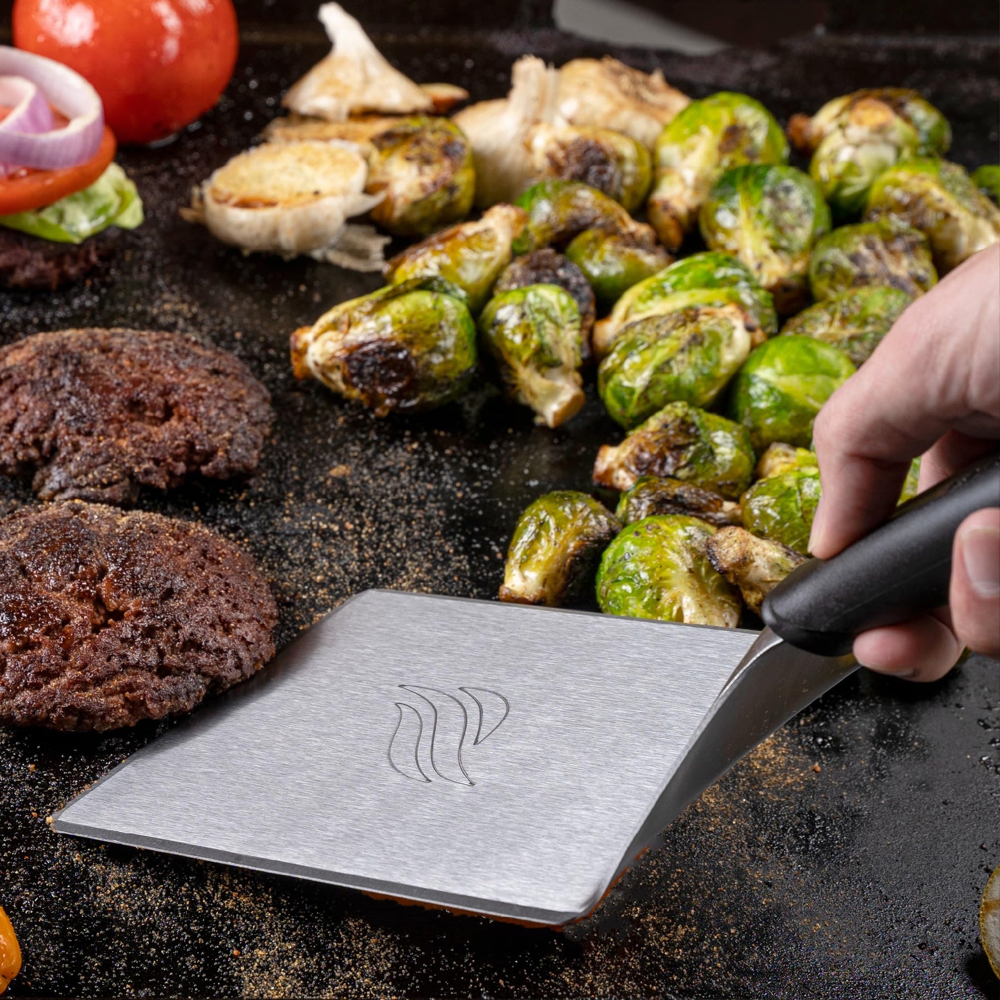 Blackstone Hamburger Spatula Heavy Duty Plastic Handle Large Stainless Steel Food Grade Flat Top Griddle Accessories-Hamburger Pancake Flipper– Grill Scraper Utensil for Home Kitchen Restaurants - CookCave