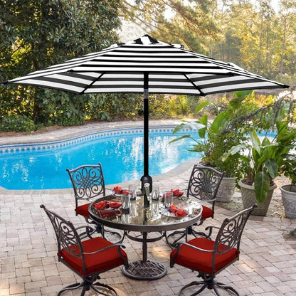 Blissun 7.5 ft Patio Umbrella, Yard Umbrella, Outdoor Market Umbrella with Push Button Tilt Crank (Black&White) - CookCave