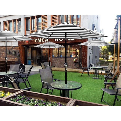 Blissun 7.5 ft Patio Umbrella, Yard Umbrella, Outdoor Market Umbrella with Push Button Tilt Crank (Black&White) - CookCave