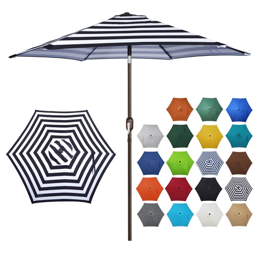 Blissun 7.5 ft Patio Umbrella, Yard Umbrella, Outdoor Market Umbrella with Push Button Tilt Crank (Black&White) - CookCave