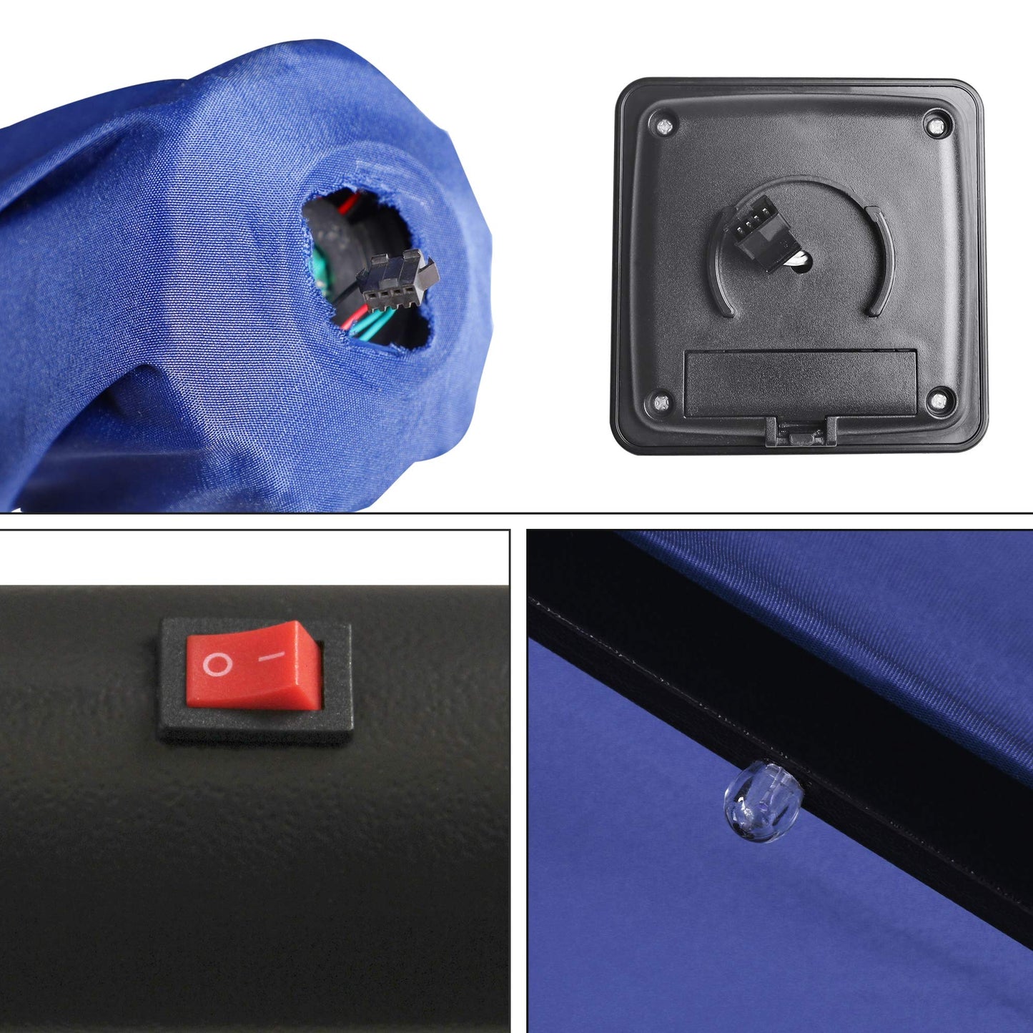 Blissun 7.5 ft Solar Umbrella 18 LED Lighted Patio Umbrella Table Market Umbrella with Tilt and Crank Outdoor Umbrella for Garden, Deck, Backyard, Pool and Beach (Navy Blue) - CookCave