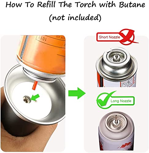 Blow Torch, Professional Kitchen Cooking Torch with Lock Adjustable Flame Refillable Mini Blow Torch Lighter for BBQ, Baking, Brulee Creme, Crafts and Soldering (Butane Gas Excluded) - CookCave