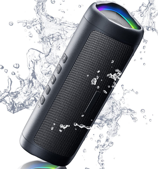 Bluetooth Speaker with HD Sound, Portable Wireless, IPX5 Waterproof, Up to 20H Playtime, TWS Pairing, BT5.3, for Home/Party/Outdoor/Beach, Electronic Gadgets, Birthday Gift (Black) - CookCave