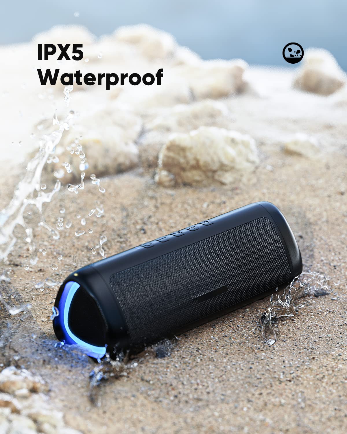 Bluetooth Speaker with HD Sound, Portable Wireless, IPX5 Waterproof, Up to 20H Playtime, TWS Pairing, BT5.3, for Home/Party/Outdoor/Beach, Electronic Gadgets, Birthday Gift (Black) - CookCave