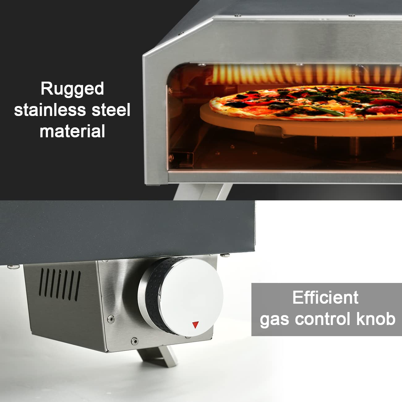 BNDHKR Outdoor Gas Pizza Oven Stainless Steel Portable Pizza Ovens with 12 Inch Pizza Stone Backyard Pizza Maker with Automatic Rotation System Ideal for Outdoor Kitchen and Party - CookCave