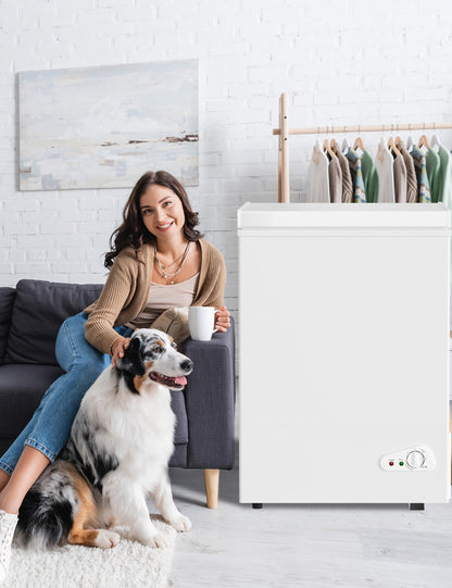 Bodacious Ultra Quiet Deep Freezer - 5.0 Cu Ft Compact Chest Freezer with Fast Freeze Performance, Low Power Consumption, Ideal for Home, Restaurant, and Small Shops - CookCave