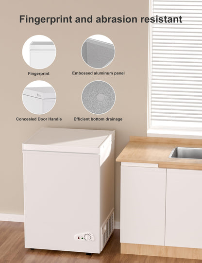 Bodacious Ultra Quiet Deep Freezer - 5.0 Cu Ft Compact Chest Freezer with Fast Freeze Performance, Low Power Consumption, Ideal for Home, Restaurant, and Small Shops - CookCave