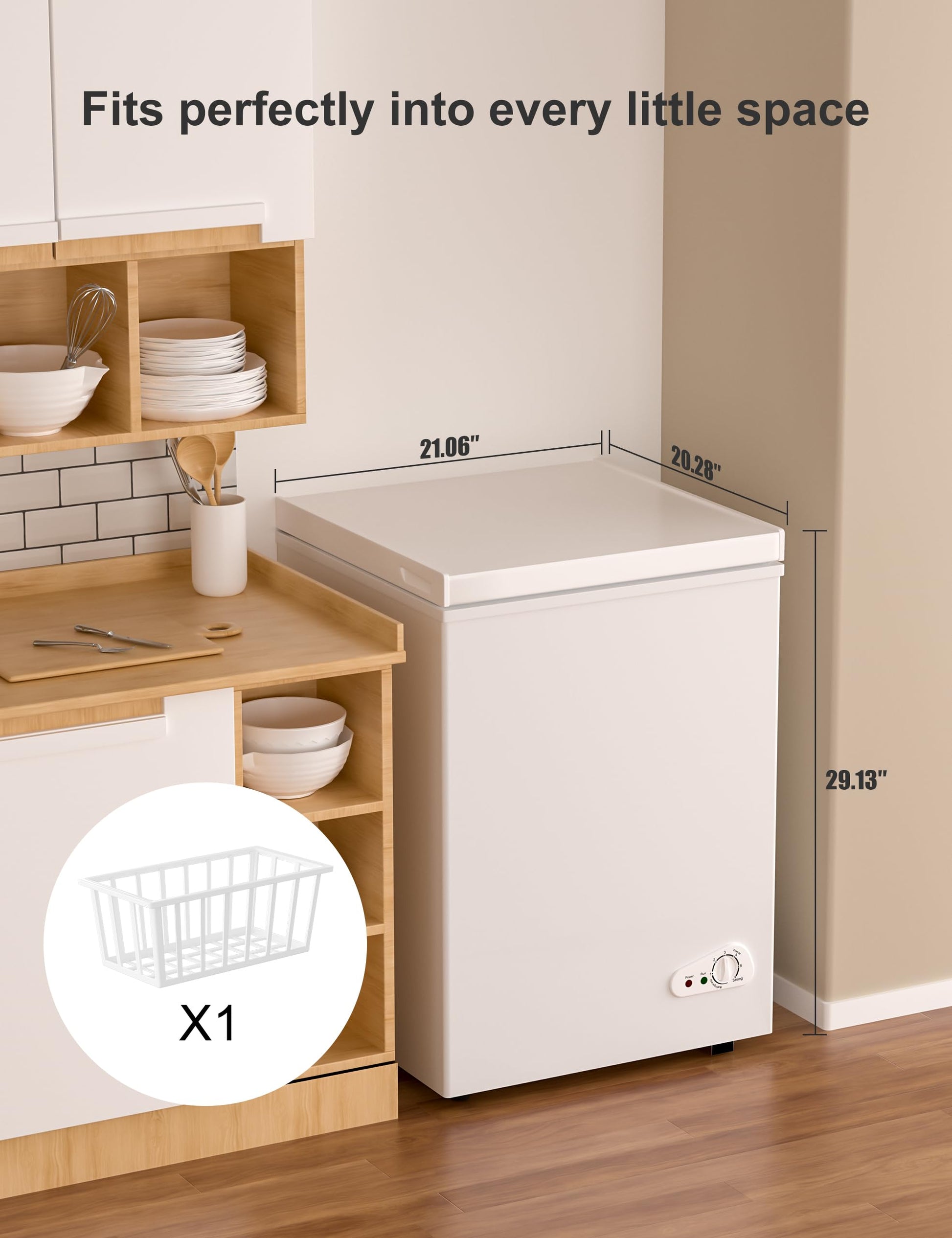 Bodacious Ultra Quiet Deep Freezer - 5.0 Cu Ft Compact Chest Freezer with Fast Freeze Performance, Low Power Consumption, Ideal for Home, Restaurant, and Small Shops - CookCave